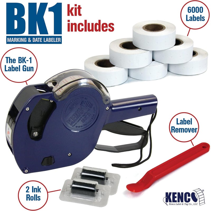 KENCO BK 1 Line Price Gun Kit - Includes 6,000 Labels, 2 Ink Rollers, Label Scraper - 8 Digit Labeler for Pricing, Dating, and Coding (BK-1 KIT Standard) - Image 2